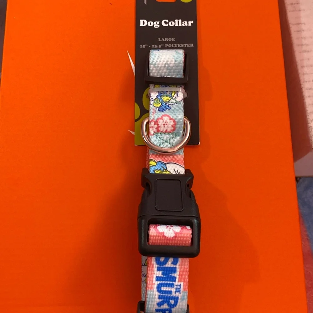 Smurfette Size L Dog Collar Pink Adjustable Collar 15